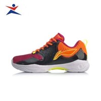 CHUẨN UY TÍN Giày cầu lông nữ Lining AYTQ012-1 đế kếp chống mài mòn, màu đen phối tím, full box, đủ size 👡Tốt NEW