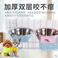 Chuangyi Bát Thức Ăn Cho Thú Cưng Treo Hai Lớp Bằng Thép Không Gỉ Bát Cho Chó Đồ Dùng Cho Chó Bát Cố Định Cho Mèo Bát Mèo Bát Cho Chó Lồng Chó
