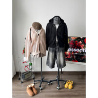 CHUBBIE - WOOL Hoodie Zip - Áo len lưới có mũ, khoá kéo 2 đầu, form Oversize