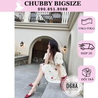 (Chubby Store) Đầm hoa thêu bigsize D68A