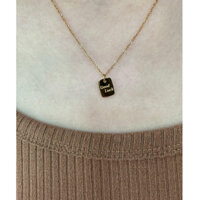 Chúc may mắn may mắn vàng chữ vuông thương hiệu mặt dây chuyền vòng cổ 18k thép titan đa năng xương đòn