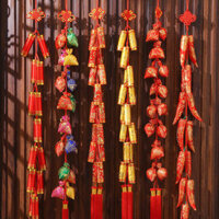 chúc mừng năm mới 2025 trang trí tết Năm con rắn Lễ hội mùa xuân Trang trí pháo hoa Dây ớt Túi may mắn Mặt dây chuyền Phòng khách Nền tường Bố trí nhà truyền thống Trung Quốc
