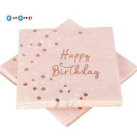 Chúc Mừng Sinh Nhật Khăn Ăn Giấy 3 Lớp Màu Hồng Vàng Trang Trí Bàn Trẻ Em Trang Trí Sinh Nhật