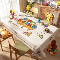 Chúc Mừng Sinh Nhật Khăn Trải Bàn Không Khí Tiệc Chủ Đề Trang Trí Vải Trang Trí Trẻ Em Năm Tuổi Đảng Cảnh Ăn Khăn Trải Bàn