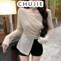 CHUJIE áo phông áo thun nữ croptop baby tee Comfortable Stylish thời trang Popular WTX23C0061 22Z240526