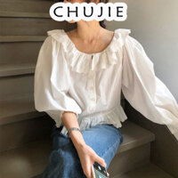 CHUJIE áo sơ mi nữ áo kiểu hàn quốc dramatic Thoải mái Fashion trendy WCS24709ZT 28Z240709