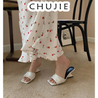 CHUJIE giày cao gót nữ sandal nữ đế cao đi chơi cao gót mũi hở mẫu mới Tiện dụng Màu sắc đa dạng Thấm hút mồ hôi Đàn hồi FGL24602Z1 26Z240626