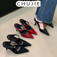 CHUJIE giày cao gót nữ sandal nữ đế cao đi chơi cao gót mũi hở mẫu mới Chất lượng cao Độn đế Bảnh bao Đáng yêu FGL2451R7O 25Z240617