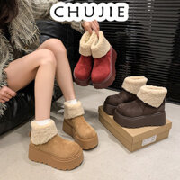 CHUJIE giày đi tuyết boot cổ lông Bốt Đi Tuyết Dày Đế Dày Tăng Chiều Cao Phối màu tinh tế Đáng yêu Kiểu dáng độc đáo Hợp thời FXD24A0CLF 43Z241025