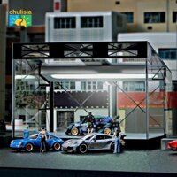 chulisia Hộp trưng bày ô tô 1 / 64 có đèn Hộp lưu trữ ô tô mô hình Mini Acrylic