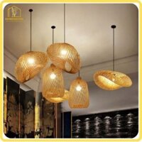 Chùm Ba Đèn Tre Đám Mây bằng mây tre đan, chụp đèn mây tre trang trí nhà cửa, quán cà phê, homestay, resort - Homdecor