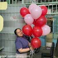 Chùm bóng bay 15 trái đỏ và hồng pastel