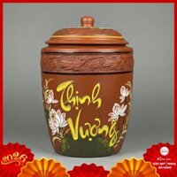 Chum Đựng Gạo Bát Tràng Thịnh Vượng Hoa Sen Vẽ Tay BT-HG12