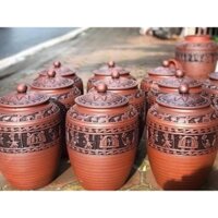 Chum đựng gạo, hũ đựng gạo gốm Bát Tràng, chĩnh gạo cao cấp họa tiết trống đồng