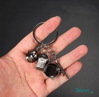 Chùm móc khóa PUBG Full đồ mini Mũ, Chảo, Balo, Súng