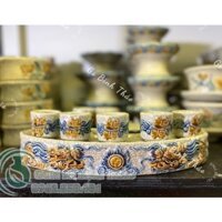 Chum nước - rượu, kỷ nước - rượu men rạn đắp nổi -chuẩn Bát Tràng