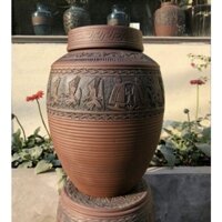 Chum Sành 30 Lít, 50 Lít Ngâm Rượu HAI NẮP Hàng Cao Cấp Đắp Nổi Họa Tiết Trống Đồng