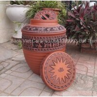 Chum sành cao cấp loại 1 Bát Tràng hoa văn Trống Đồng 20L; 10L; 5L; 2L (Gốm sứ Bách Việt)