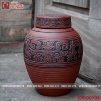Chum sành đắp nổi hoa văn cổ 5L