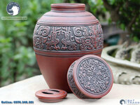 Chum sành đắp nổi hoa văn cổ 5L