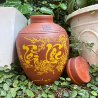 Chum sành đựng gạo, ngâm rượu tài lộc gốm Bát Tràng 1L-5L