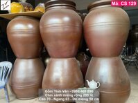 Chum sành miệng rộng 200 lit, mã CS129, cao 70 cm, lu nước, bình ngâm rượu, làm mắm, lu nướng, gốm bát tràng tinh vân
