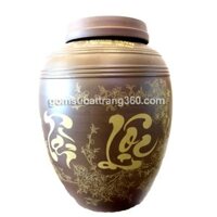 Chum Sành Ngâm Rượu Bát Tràng 100L Vẽ Hoa Mai Chữ Tài Lộc