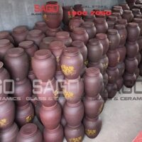 Chum Sành Ngâm Rượu Tài Lộc 2 Nắp 10 Lít | Chum Sành Bát Tràng Không Tráng Men