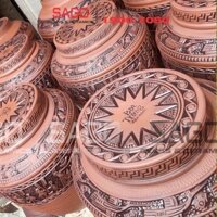 Chum Sành Ngâm Rượu Trống Đồng Đông Sơn Âu Lạc 70 Lít | Chum Sành Bát Tràng Không Tráng Men