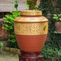 Chum sành Thổ Cẩm 100 lít dát vàng