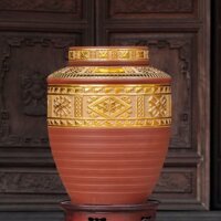 Chum sành Thổ Cẩm 50 lít dát vàng