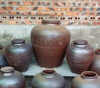 Chum Sành Trống Đồng Đắp Nổi Dung Tích 100L Gốm Gia Thuỷ