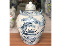 Chum sứ ngâm rượu vẽ sơn thủy màu rạn 20 lít