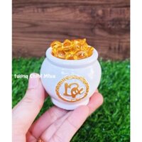 Chum vàng chữ TÀI / LỘC / PHÁT (gồm 1 chum trắng + 43 thỏi vàng 1.5cm)