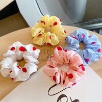 Chun Cột Tóc Dâu Tây Scrunchies Hàn Quốc - Buộc Tóc Scrunchies Dâu Tây - Xanh