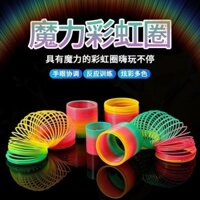Chứng nhận an toàn Kích thước lớn tuyệt vời Vòng cầu vồng Đồ chơi Vòng lò xo Xếp chồng Vòng giáo dục cho bé Giáo dục mầm non Vòng đàn hồi Magic Rainbow