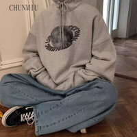 CHUNMIU Áo khoác hoodie sweater nỉ siêu rẻ phù hợp nam nữ rộng thoải mái 2024 NEW MWY2490H5N 37Z240908