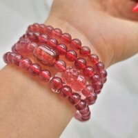 Chuỗi 108 Hạt TA Dâu Tây Hồng Mix Tỳ Hưu Thiên Lộc TA Dâu Tây Hồng Và Lu Thống TA Tóc Đỏ - Phong Thủy TUDO