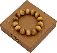 Chuỗi đá đeo tay đá mắt hổ vàng 14 ly - Vòng chuỗi đeo tay đá phong thủy  - 14 ly 15 hạt - Kèm hộp gỗ
