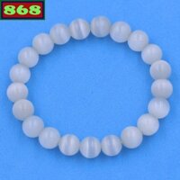 Chuỗi đeo tay đá mắt mèo trắng 8 ly 21 hạt DTMMT821, vòng tay chuỗi hạt