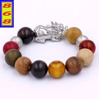 Chuỗi đeo tay Gỗ Đàn Hương 8 màu 15 ly ( size XXL ) - Vòng tay Tỳ Hưu inox - Vòng đeo tay Size Lớn