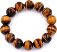 Chuỗi hạt đeo tay đá mắt hổ vàng đen 14 ly - Vòng chuỗi đeo tay đá phong thủy - 14 ly 14 hạt - Không kèm hộp