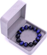 Chuỗi hạt đeo tay đá mắt hổ xanh đen 14 ly - Vòng chuỗi đeo tay đá phong thủy - 14 ly 14 hạt - Kèm hộp nhung