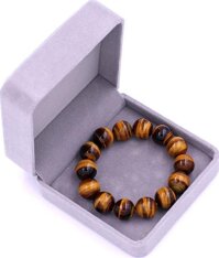 Chuỗi hạt đeo tay đá mắt hổ vàng đen 14 ly - Vòng chuỗi đeo tay đá phong thủy - 14 ly 14 hạt - Kèm hộp nhung