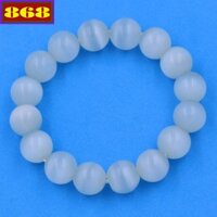 Chuỗi hạt đeo tay đá mắt mèo trắng 12 ly - Vòng chuỗi đá phong thủy - Vòng tay mệnh Kim, mệnh Thủy