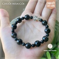 Chuỗi Hạt Mân Côi bằng đá Tóc Đen kết hợp Thánh Giá Bạc nguyên chất