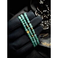 Chuỗi Lam Ngọkc hạt cúc quấn 3 mix charm hoa mai + bi vàng đủ tuổi 10k không kén mệnh - Phong Thủy TUDO