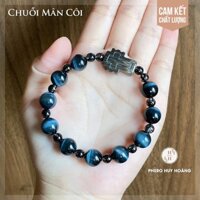 Chuỗi Mân Côi đá mắt hổ phối hạt nhỏ tóc đen - Thánh Giá đá