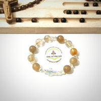 Chuỗi Mân Côi Đá Thạch Anh Tóc Vàng Mix Pha Lê