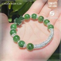 Chuỗi Mân Côi đá Xanh kết hợp phụ kiện Bạc nguyên chất - Quà tặng Công Giáo bằng đá